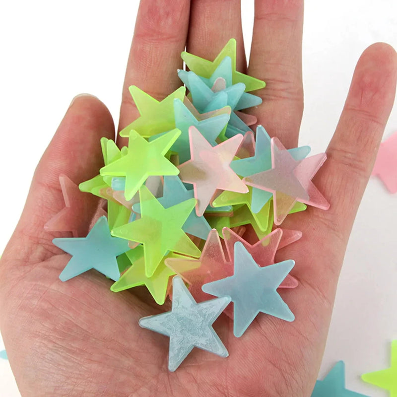 Adesivos de Estrela Luminosos 3cm | Fluorescente, Brilho no Escuro, Quarto Infantil 100 Pcs✨🌙