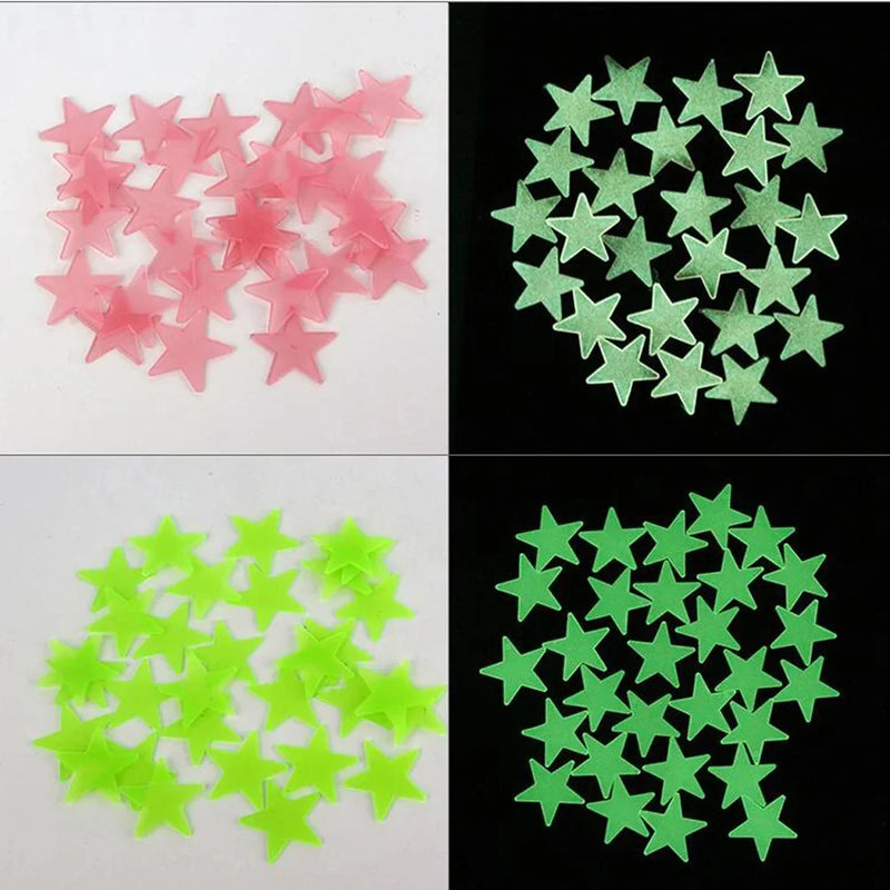 Adesivos de Estrela Luminosos 3cm | Fluorescente, Brilho no Escuro, Quarto Infantil 100 Pcs✨🌙