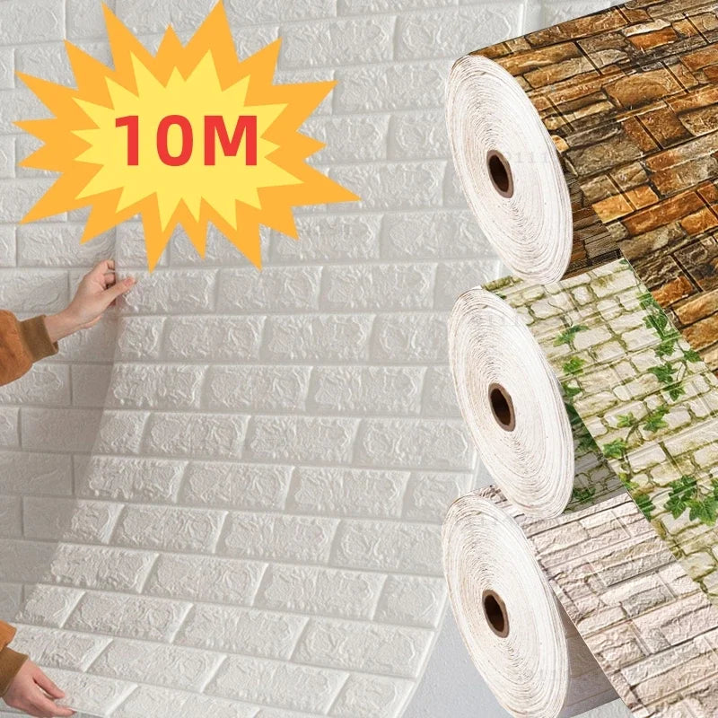 Adesivo de Parede 3D Tijolinho 70cm x 1/5/10m 3d | Sua Casa Nova🏡✨