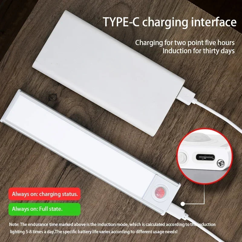 Luminária LED com Sensor de Movimento | 20/30/40/60cm, sem fio, usb, luz noturna | 3 Cores em 1  | Sua Casa Nova 💡