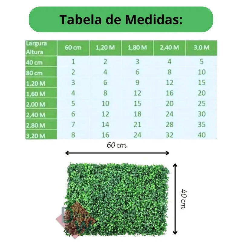 🌿 Jardim Vertical Artificial – Placa de Buchinho 60x40cm 🌱💚