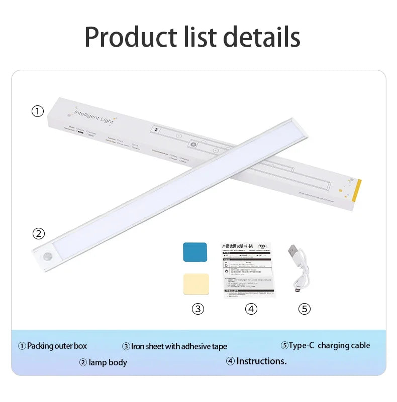 Luminária LED com Sensor de Movimento | 20/30/40/60cm, sem fio, usb, luz noturna | 3 Cores em 1  | Sua Casa Nova 💡