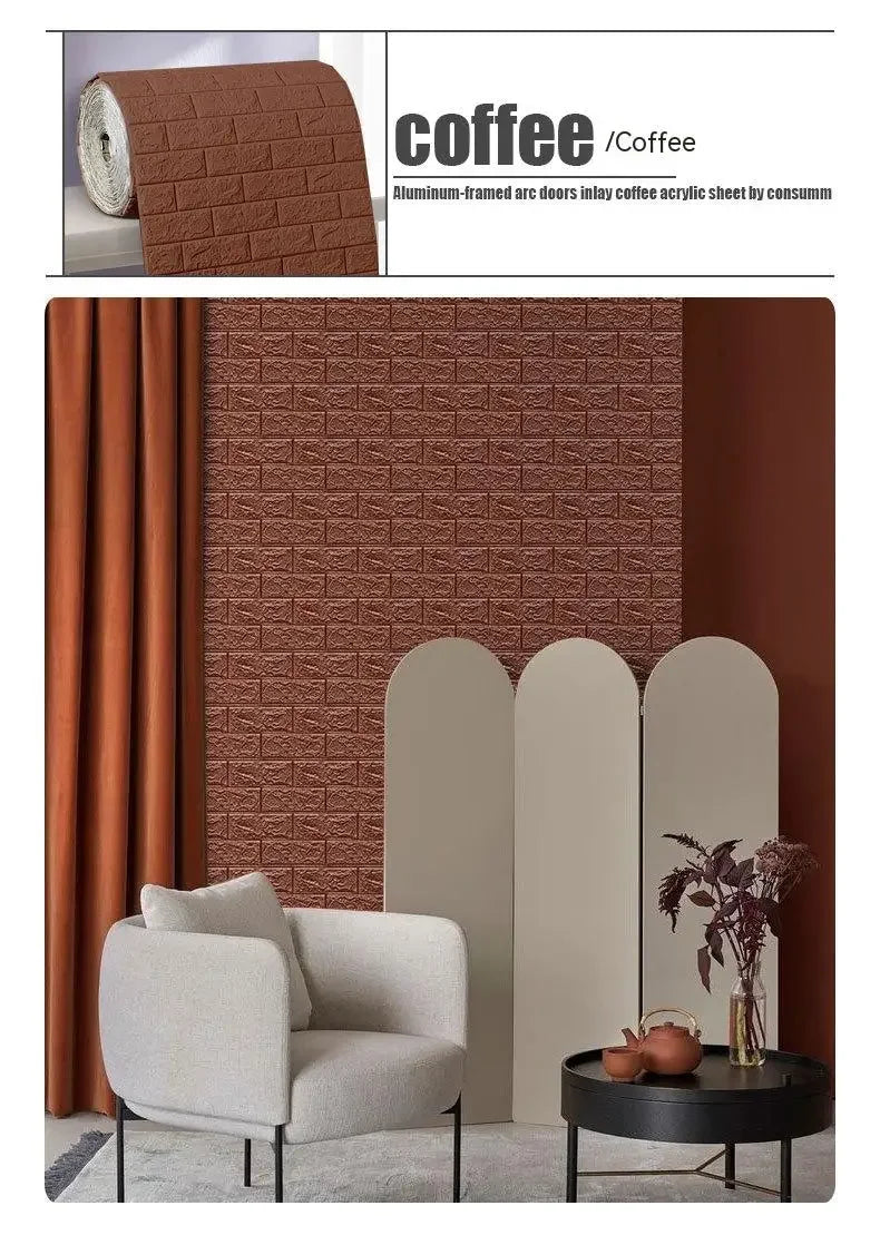 Adesivo de Parede 3D Tijolinho 70cm x 1/5/10m 3d | Sua Casa Nova🏡✨