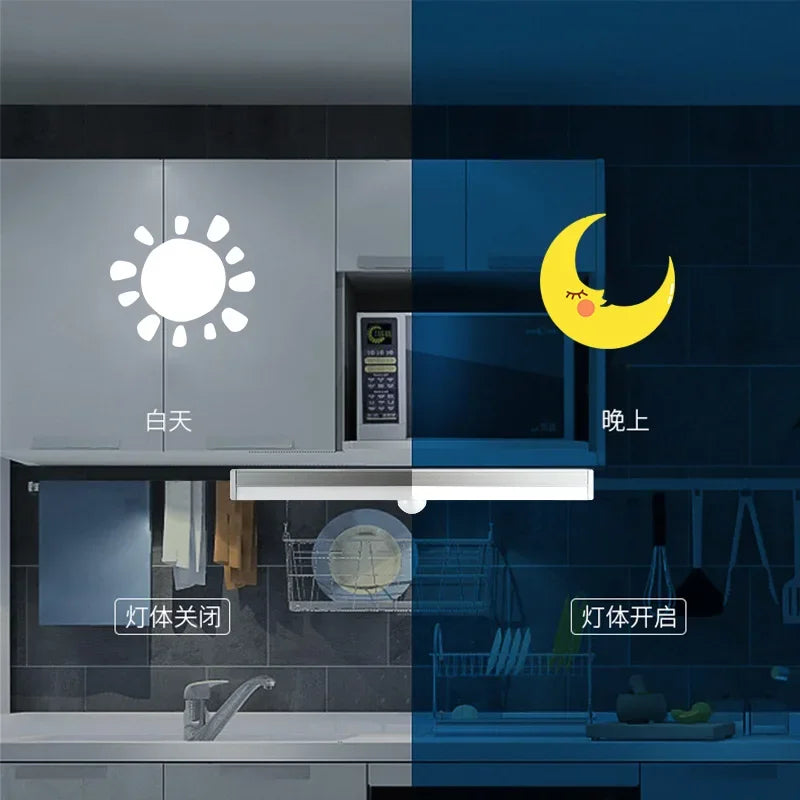 Luminária LED com Sensor de Movimento | 20/30/40/60cm, sem fio, usb, luz noturna | 3 Cores em 1  | Sua Casa Nova 💡