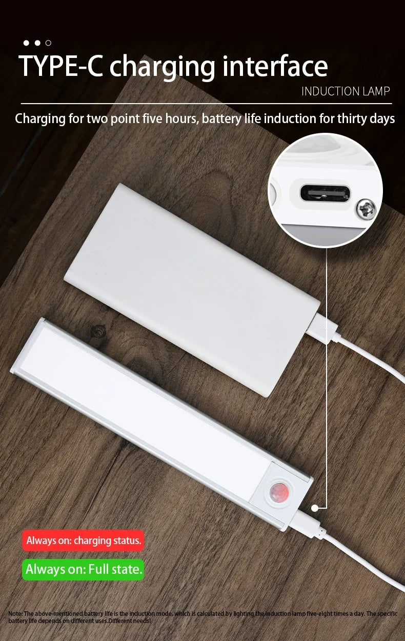 Luminária LED com Sensor de Movimento | 20/30/40/60cm, sem fio, usb, luz noturna | 3 Cores em 1  | Sua Casa Nova 💡