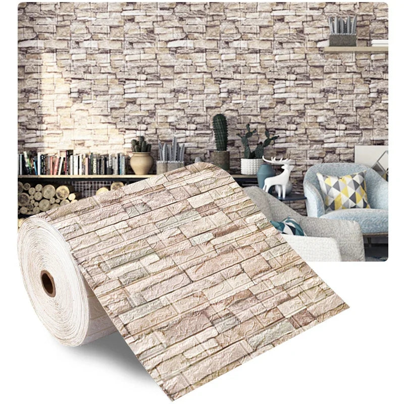 Adesivo de Parede 3D Tijolinho 70cm x 1/5/10m 3d | Sua Casa Nova🏡✨
